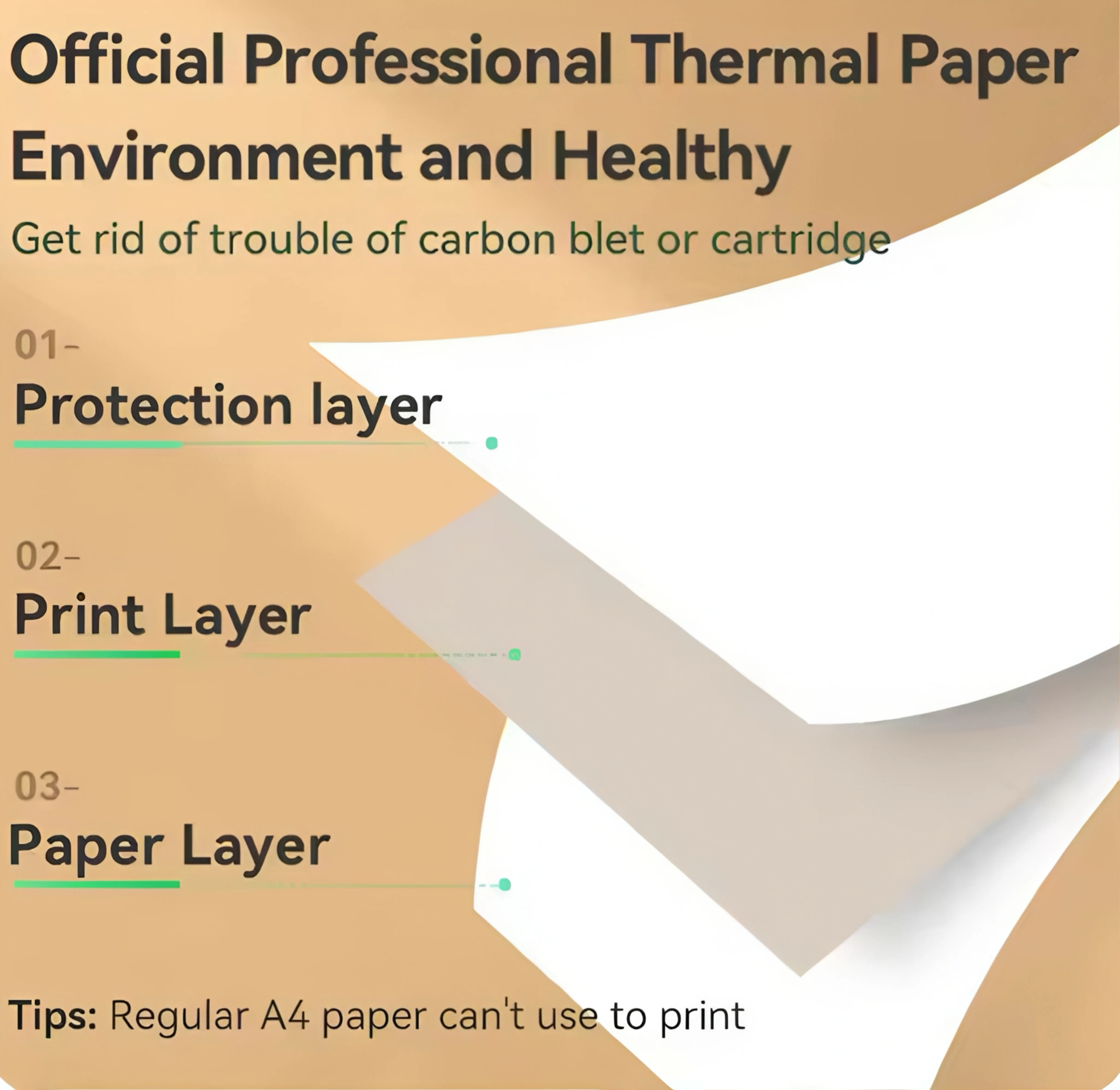 100/200 sheets A4 thermal paper Suitable for portable printers & thermal printers,