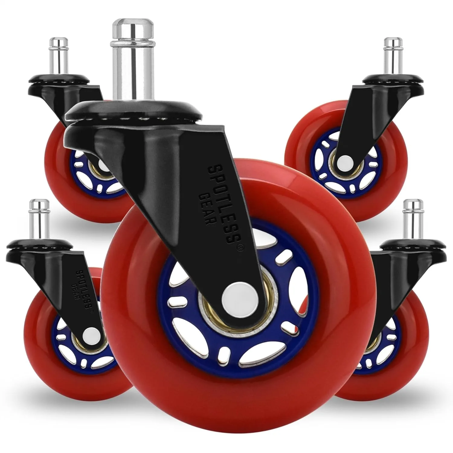 

Roller Blade Office Chair Wheels for Gaming Chair, 3 Inch Replacement Rubber Casters for Hardwood Floors & Carpet, Ultra Smooth