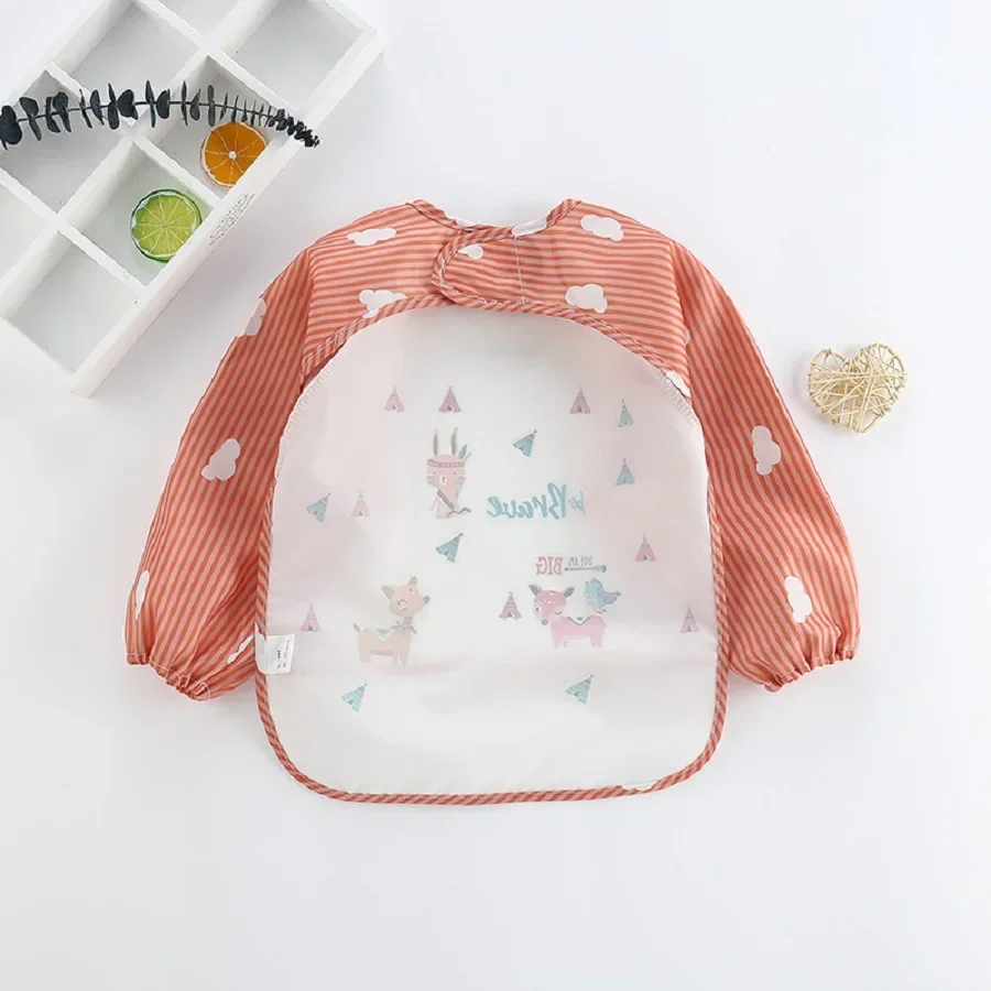 Baby Bib Burp Clothes Eating Smock Infant Toddler 1Pcs Baby Cartoon Long Sleeve Waterproof Art Apron Animal Smock Soft