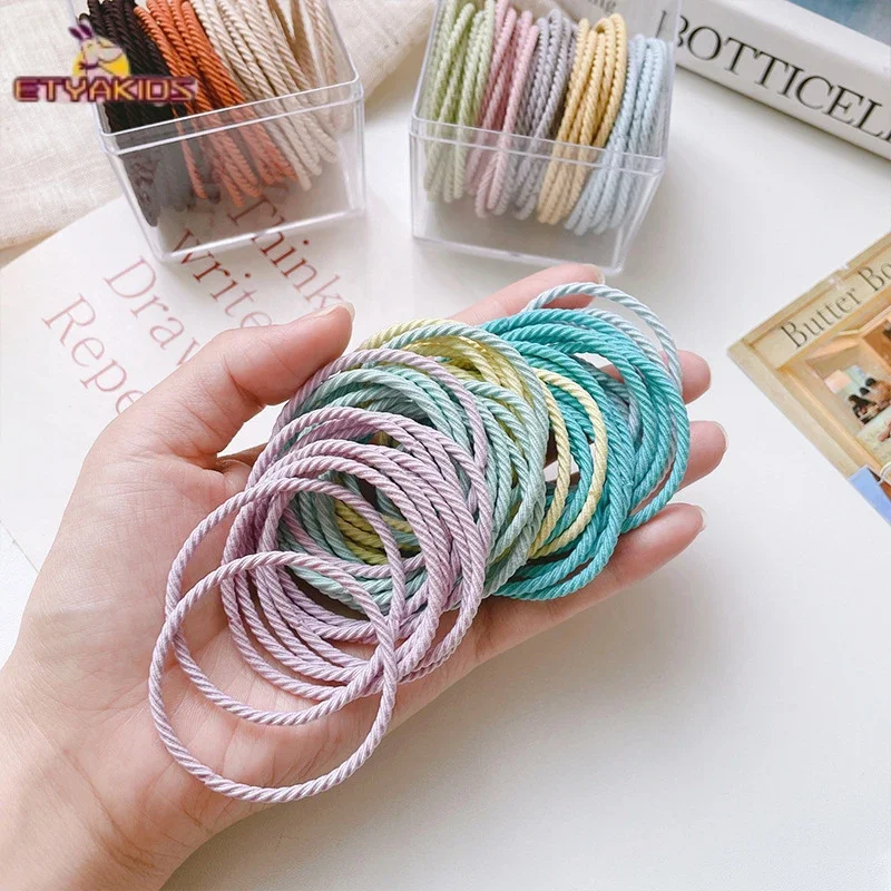 

50pcs/box Morandi Color Thread Elasticity Mini Baby Hair Band Headband Ponytail Tie Girl Korean Style Rope Kids Accessories