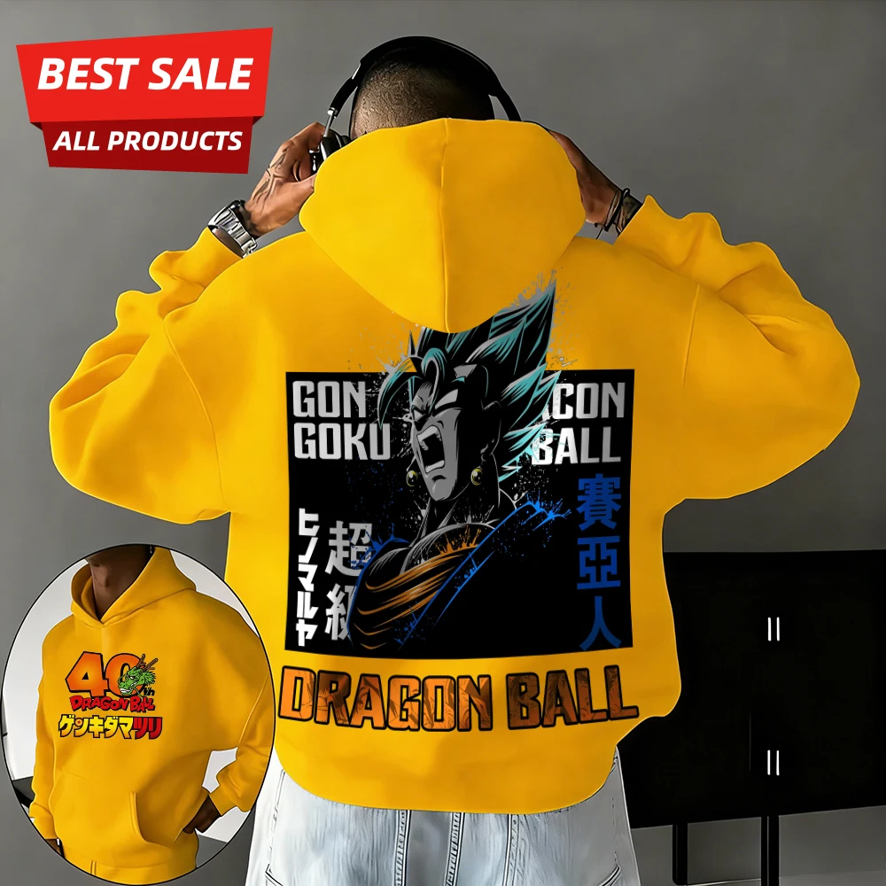 

Новая осенне-зимняя толстовка унисекс из 100% хлопка с аниме-принтом «Драконий шар», к 40-летию Вуконга, в азиатском стиле, увеличенный размер, уличная одежда