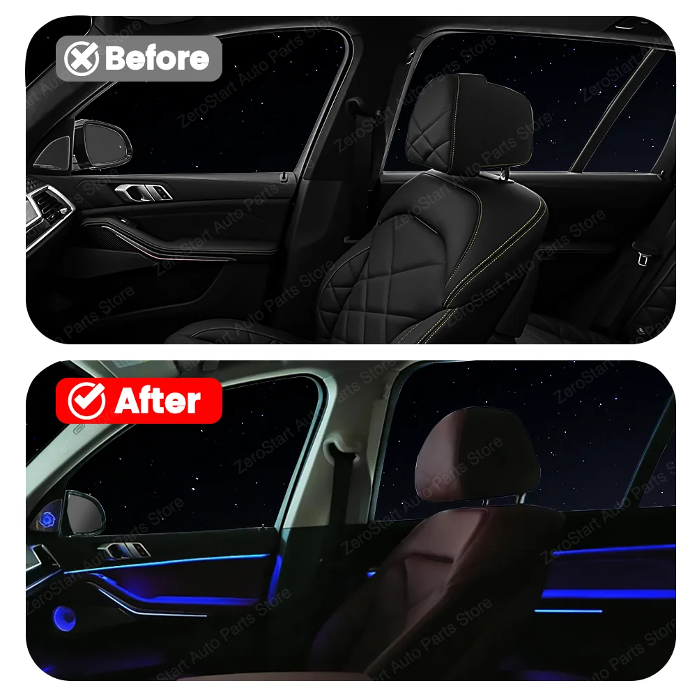 11 لون 4 أبواب أضواء المحيطة لسيارات BMW X5 X6 X7 G05 G06 G07 LED مصباح جو شرائط الزخرفية الإضاءة الداخلية