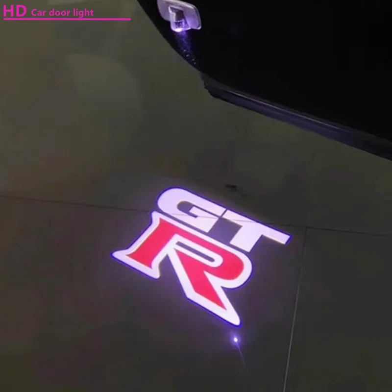 Luz LED para Puerta de Coche, Logotipo Fantasma, Luz de Bienvenida para GTR R34 / R35, Luz de Cortesía con Logotipo GTR, Lámpara de Ambiente para Coche, Accesorio para Coche