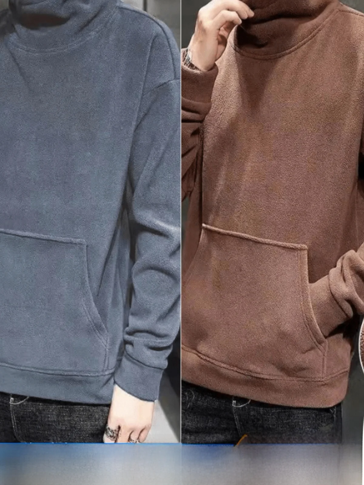 

Men's Fleece Lined Half High Neck Sweatshirt Casual Long Sleeve Thermal Autumn Winter Base Layer Double Sided Comfortable Fit