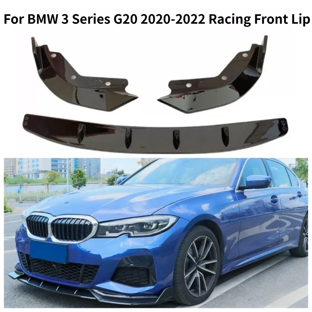 

for BMW 3 Series G20 G28 2020 2021 2022 Front Bumper Lip Spoiler M Sport Style Body Kit Splitter Diffuser Racing Glossy Black