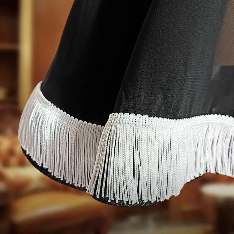 Professionele Latin Dance Half Rok Vrouwen Trekkoord Hip Wrap Kwastje Rok Dans Praktijk Rok Slim Mesh Rok