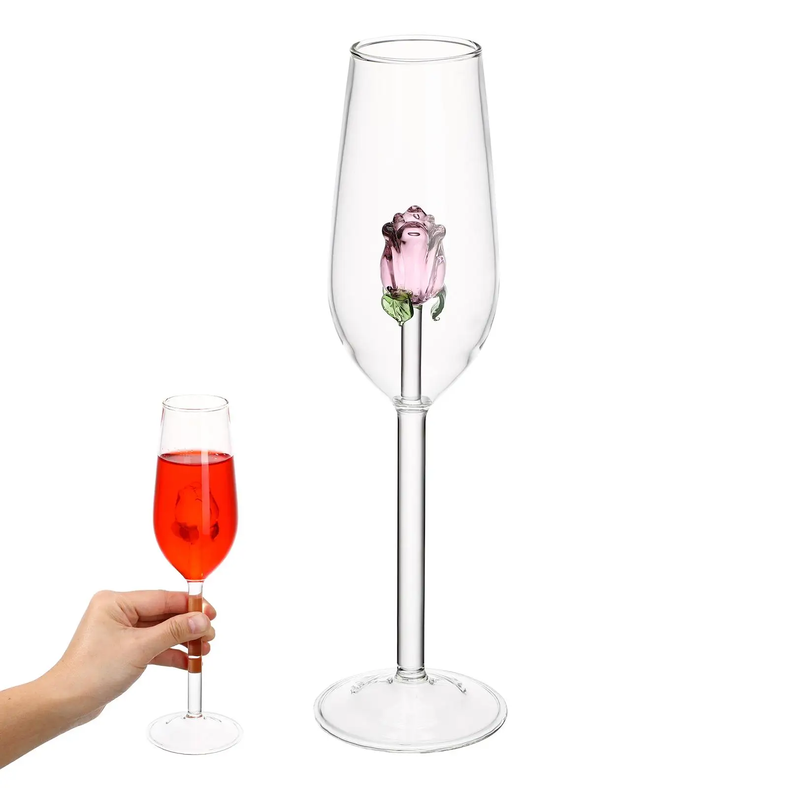 

Rose Crystal Glass Luxury Glassware Delicate Wine Cup Red Multifunction Elegant Cocktail Beautiful Standing