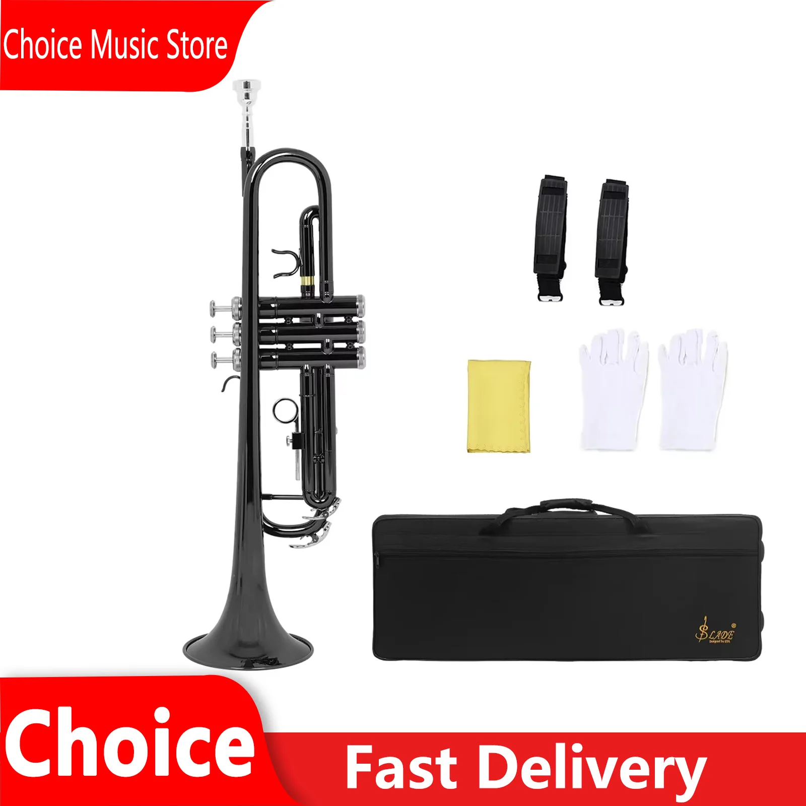 

SLADE Trumpet Bb Brass Rustproof Brass Instruments For Practice Beginner Trumpet With Parts Gloves And Cleaning Cloth Mouthpiece