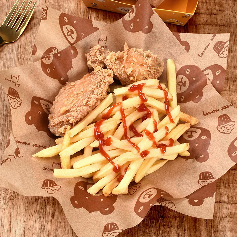 100Pcs Sandwich Packaging Paper Food Grade Without BisphenolA Oil Resistant Paper Bread Sandwich Fries Oilpaper Baking Tools