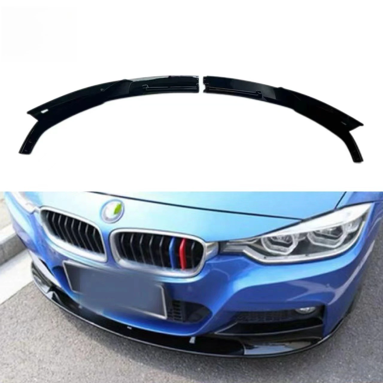 

For BMW 3 Series F30 F35 2012-2019 MP Style Front Lip Spoiler 2-Piece Lower Splitter ABS Aggressive Sports Look Car Accessories