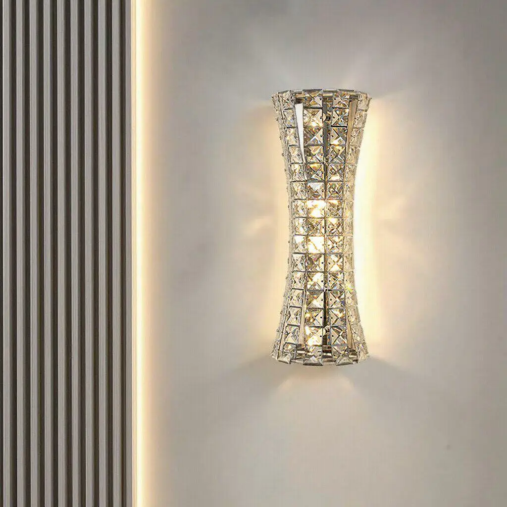 

Настенный светильник LED с тремя цветами света в стиле Light Luxury для декора дома, гостиной, стены над телевизором, спальни, прикроватной зоны, коридора, виллы, хрустальный настенный светильник
