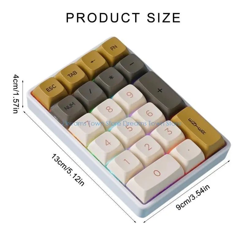 HX6A 21 Mechanical Keyboard Single Handed Keyboard Corded Bluetooth-compatible 2.4G Wireless Keypad for Financial Workers