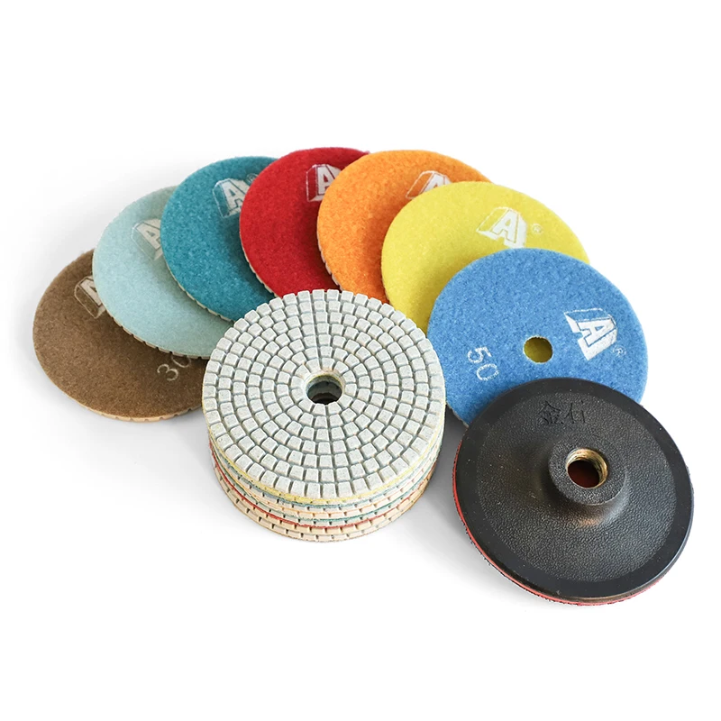 

16pcs 4 inch 100mm Diamond Wet Polishing Pads Kit For Grinding Granite Stone Concrete Marble Polishing Use Grinding Discs Set