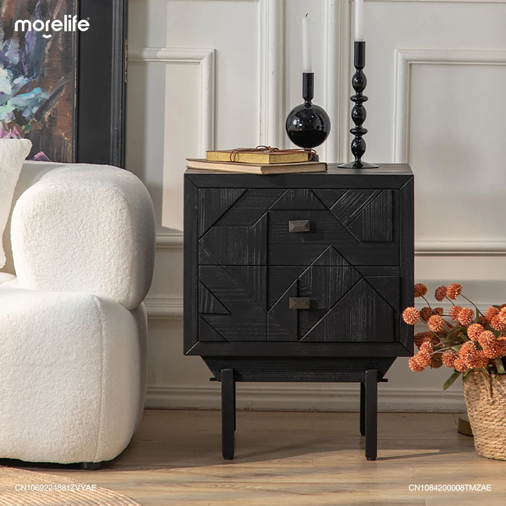 

American Style Retro Bedroom Nightstand Black Living Room Sofa Side Cabinet Homestay Hotel Storage Cabinet Home Furniture F01+