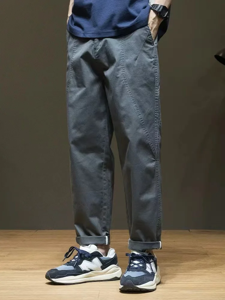 

Новые мужские повседневные хлопковые рабочие брюки прямого кроя, удобные, свободные, осенне-зимние, модные, эластичные, больших размеров, длинные