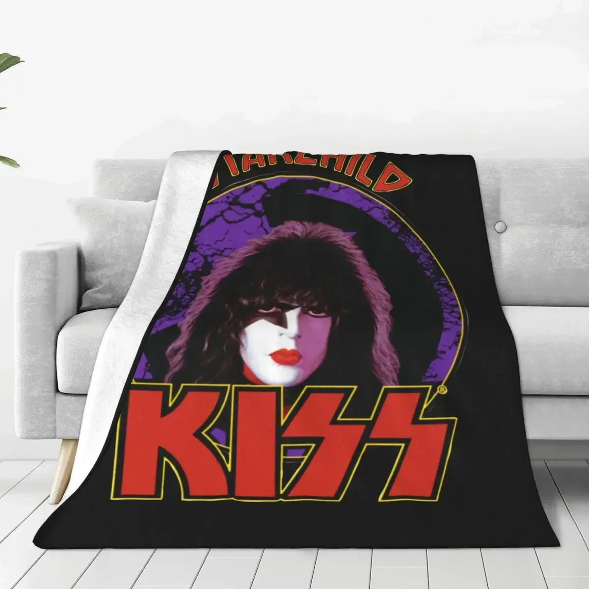 

KISS Band Starchild Design Knitted Blanket Flannel Warm Throw Blanket for Bedding Couch Bedspread