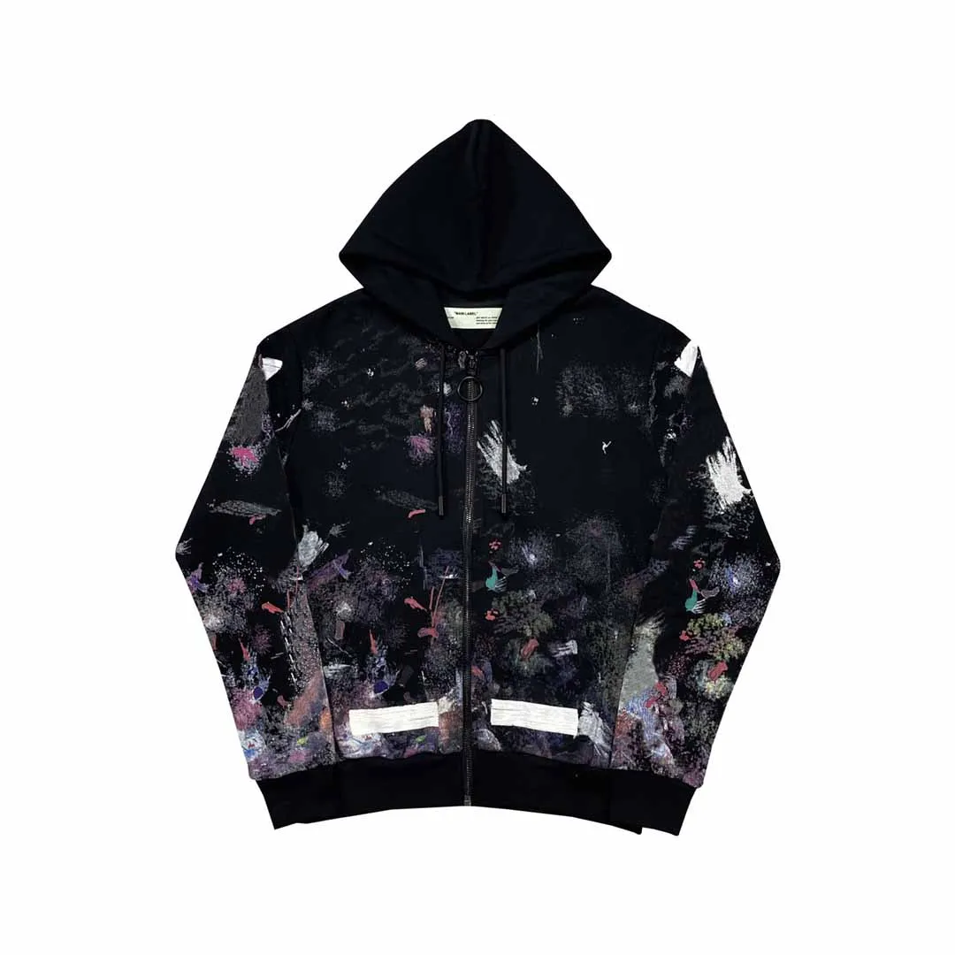 

2024 Best Version Starry Sky Splash-ink Logo Printed Women Men Hooded Sweatshirt Hoodies Hiphop Oversized Men Zip-up Hoodie