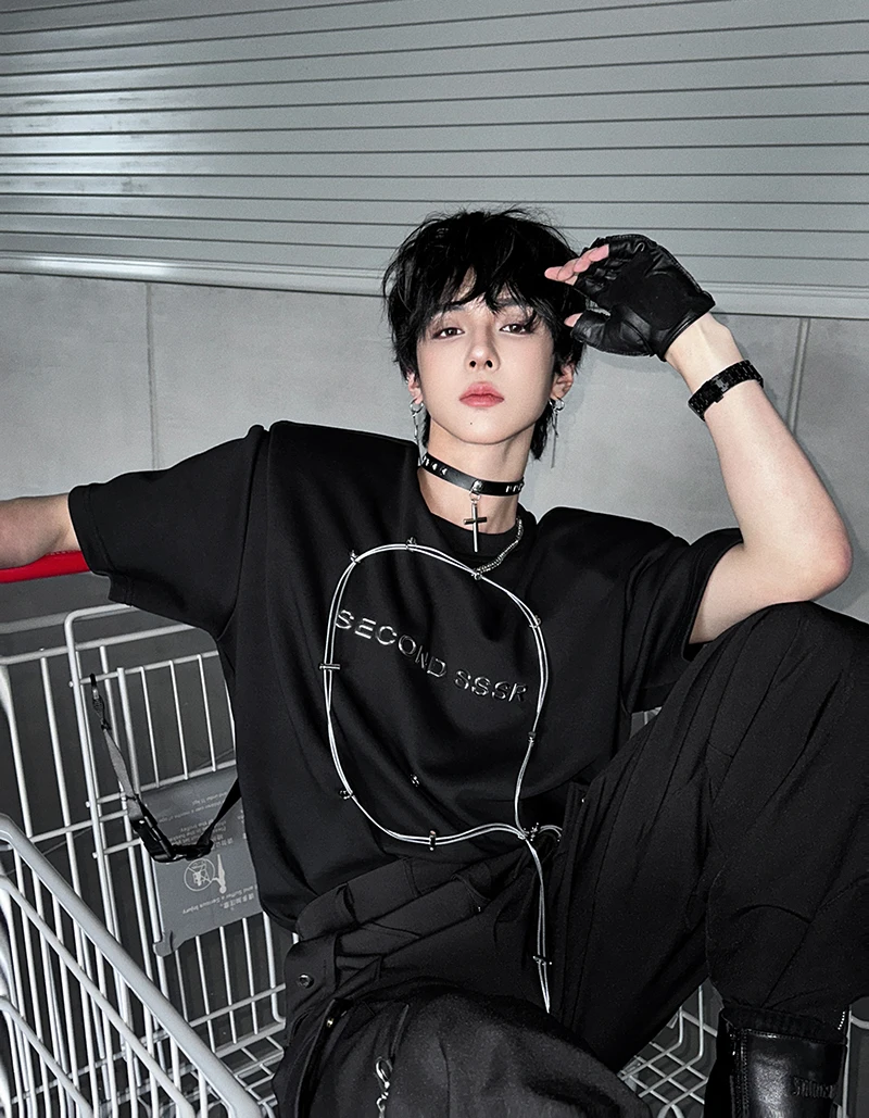 Fashion Trend Short-sleeved T-shirt Men's 2025 Summer New Street Hip-hop Korean Version Pure Cotton Loose Casual T-shirt
