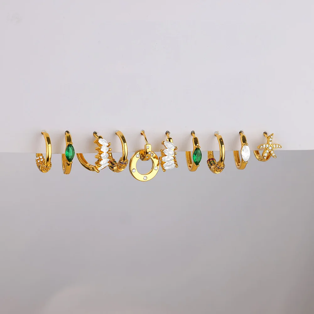 

Geometric Zircon Small Hoop Earrings for Women Stainless Steel Gold Color 2024 New In Trend Earrings Ear Piercing Jewelry Gift