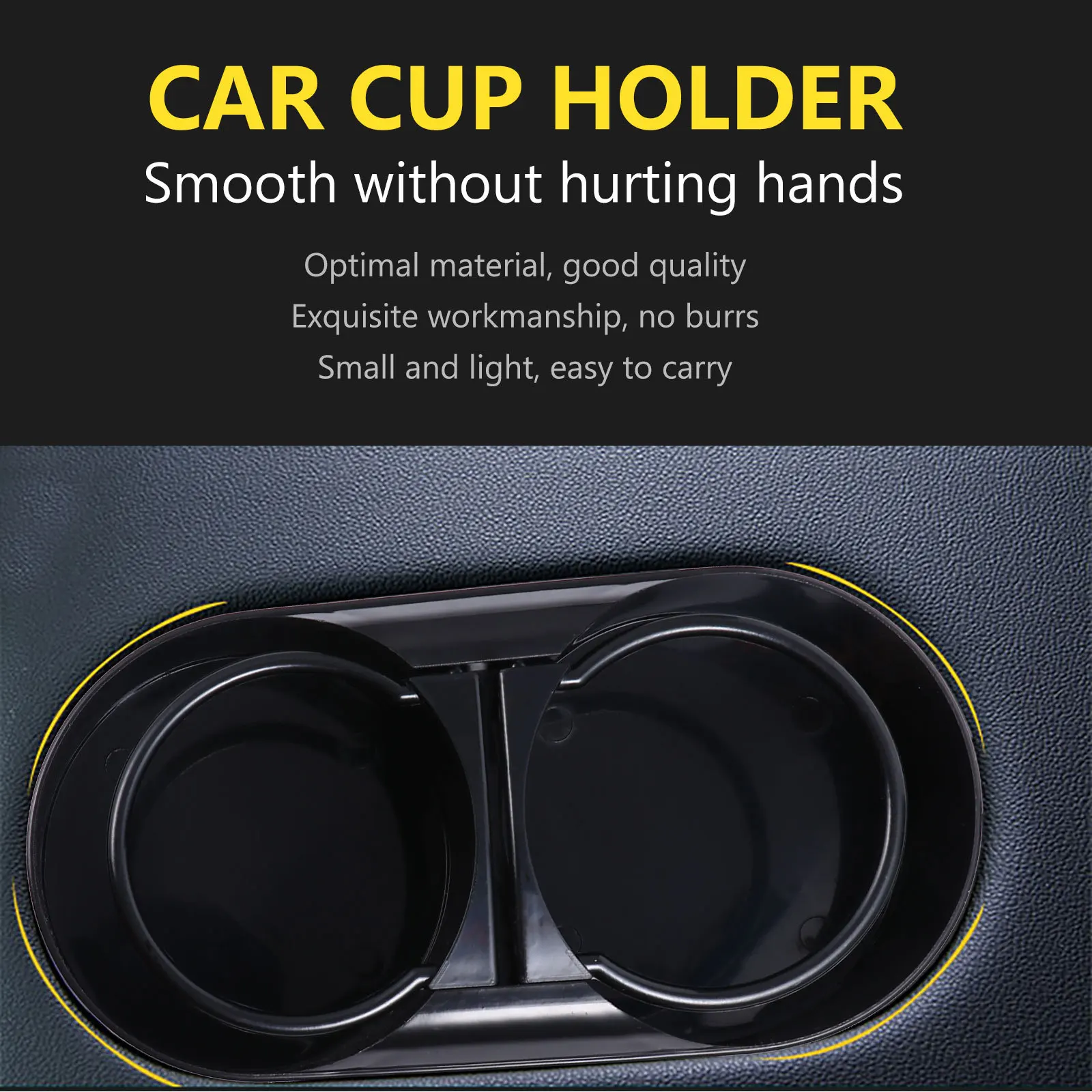 

Car Double-Cup Holder Durable Plastic Black Multi-Function Auto Drink Rack Car Cup Organizer Vehicle Bottle Stand Anti-Skid