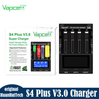 Original Vapcell S4 Plus V3.0 Fast Charger 4 Slots 12A Powerful Battery Charger With NEW Storage Mod Adapter For AAA 18650 20700