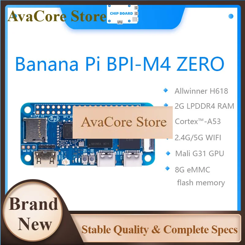 AvaCoreBanana Pi BPI-M4 ZERO Allwinner H618 Quad-core ARM Cortex™-A53 Processor 2.4G/5G WIFI 2G LPDDR4 8G EMMC Single Board Comp