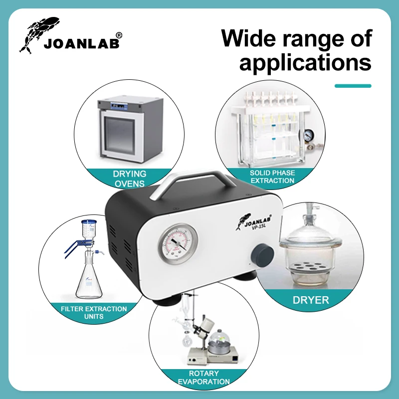 JOANLAB Mini Oil-free Diaphragm Vacuum Pump Laboratory Filter Pump Portable Negative Pressure Pump Lab Equipment