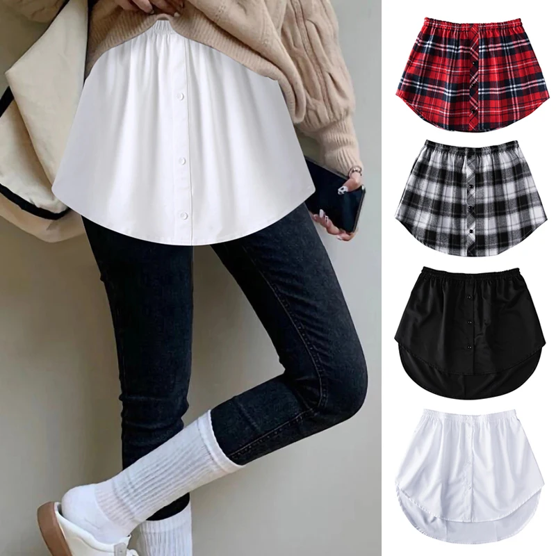 

Women Detachable Underskirt Cotton Shirt Extenders Irregular False Skirt Tail Mini Skirt Extender Hemline Layering Blouse Hem