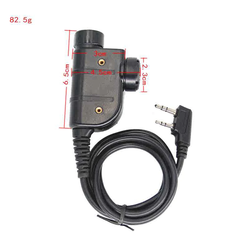 Walkie Talkie Tactical U94 PTT k 2pin Adapter For Kenwood Baofeng UV5R UV82 Radio To 7.1mm U174 Aviation Noise Isolating Headset