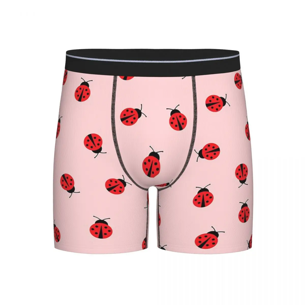 

Длинные трусы-боксеры, шорты с милым рисунком божьей коровки на розовом фоне, мужские трусы, нижнее белье для мужчин, подарки бойфренду