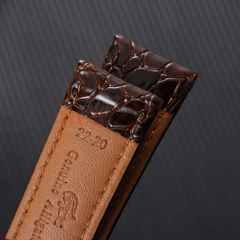 Crocodile Pattern Design Leather Watchbands Automatic Buckle Men Women Business Watch Band 12/14/16/18/19/20/22mm Watch Straps gallery 1