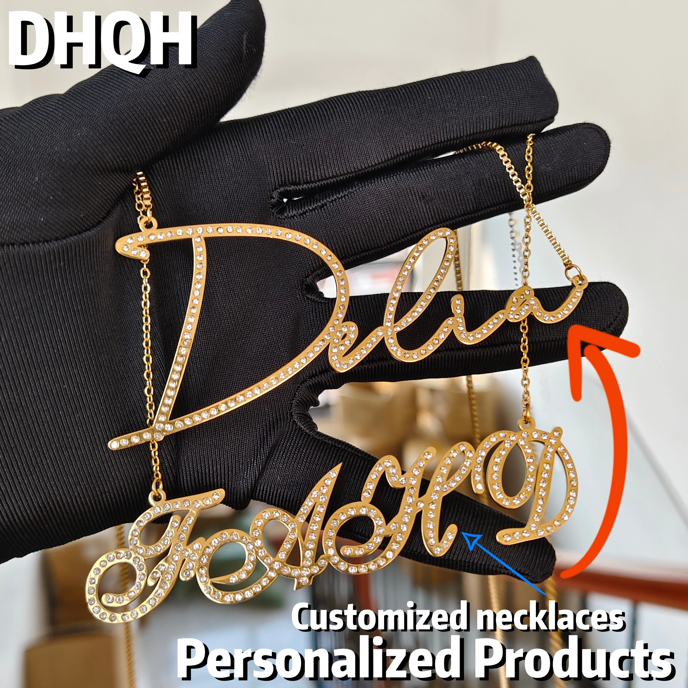 

DHQH Wholesale Personalized Name/Letter Diamond Customized Diamond Necklace Personalized Letter Pendant Gift Factory Direct Sale