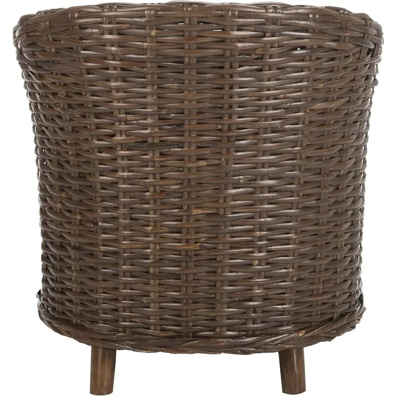 Honey Barrel Chair Wicker Makes Sturdy Accented Chairs Perfect for Gardens Brown/Black White Cushion Comfortable and Durable