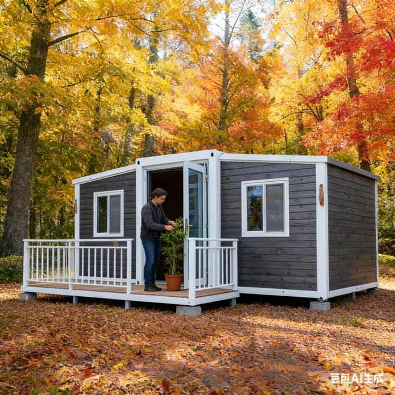 Foldable Tiny House Portable Mobile Office Sandwich Panel Eco Friendly Fast Installation Expandable Container Home for Site Camp