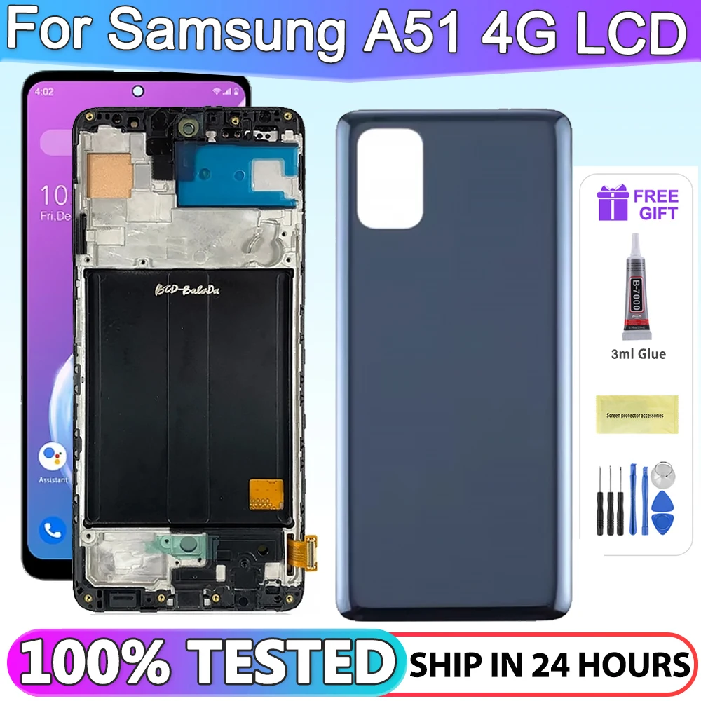 Tela lcd e digitalizador de 6.3 polegadas para samsung galaxy a51, montagem completa e moldura para SM-A515F/dsn SM-A515F/ds SM-A515F/dst SM-A515F