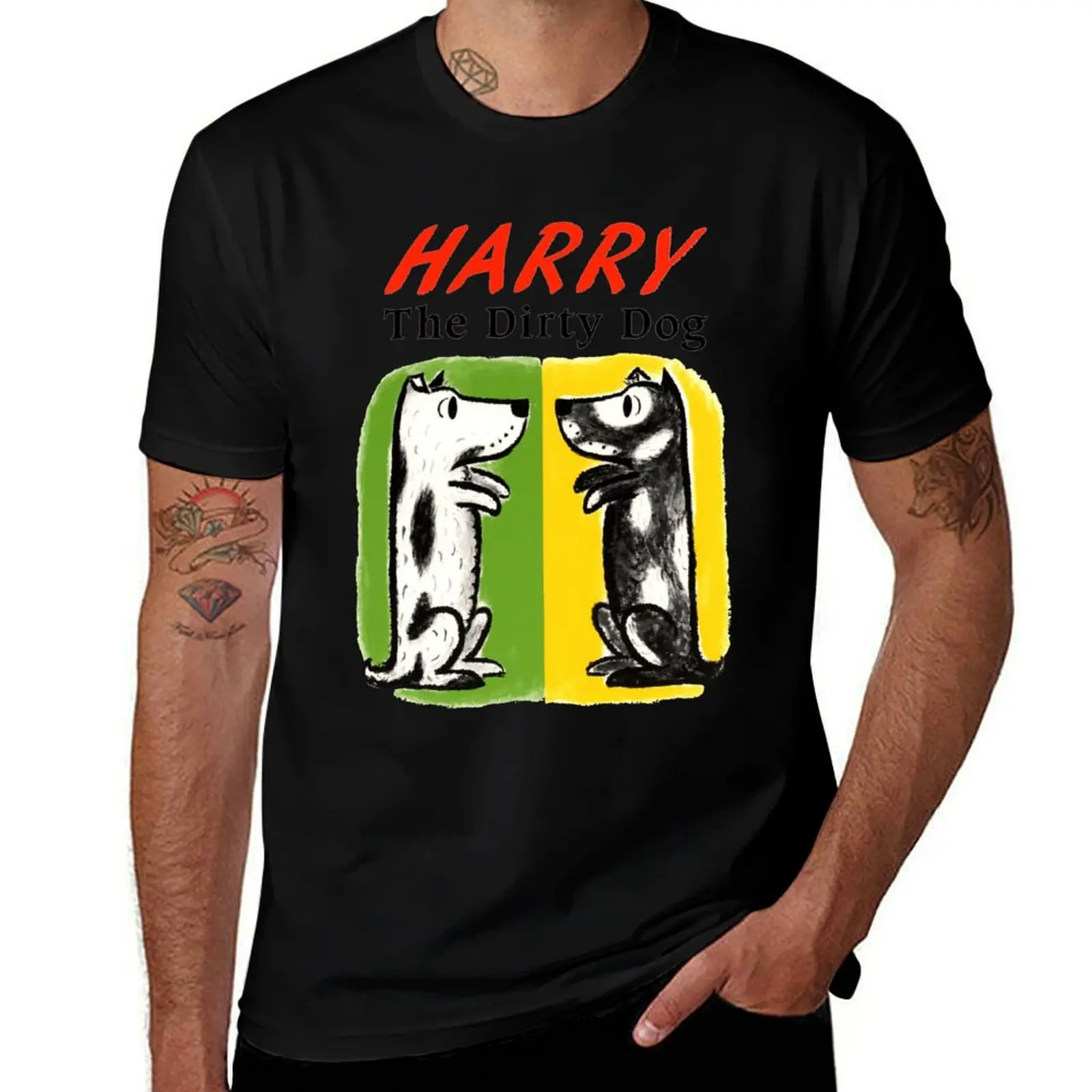 

Harry The Dirty Dog classic vintage cover illustration T-Shirt vintage man clothes mens plain t shirts