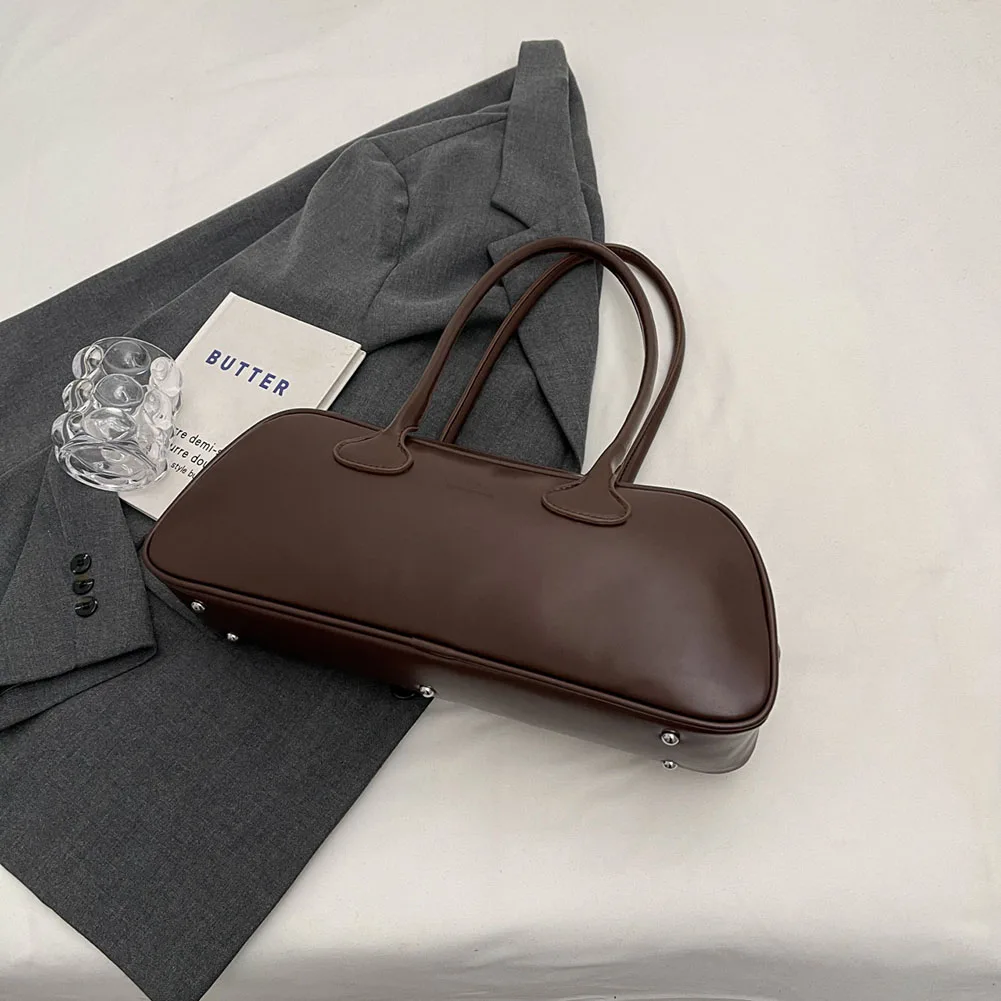 Женская модная сумка на плечо, большая вместительная винтажная сумка из искусственной кожи подмышками, однотонная модная сумка для покупок, сумка на одно плечо