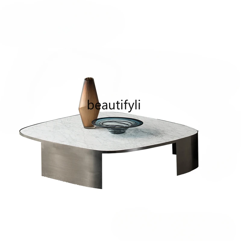 Italian Minimalist Marble Stone Plate Coffee Table Living Room Modern Simple and Light Luxury Nested Tables living room