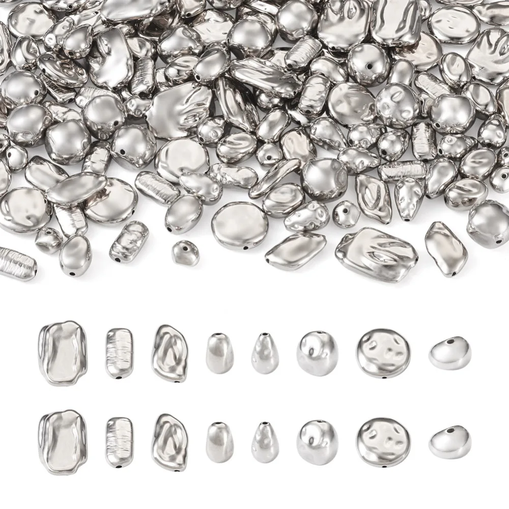 

160Pcs Silver Color CCB Plastic Irregular Loose Spacer Beads For Jewelry Making DIY Bracelet Necklace Accessories