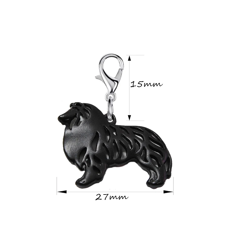 Standing Rough Collie Key chain with 11 mm lobster clasp drawing effect Fashion jewelry Keychains accessories for women