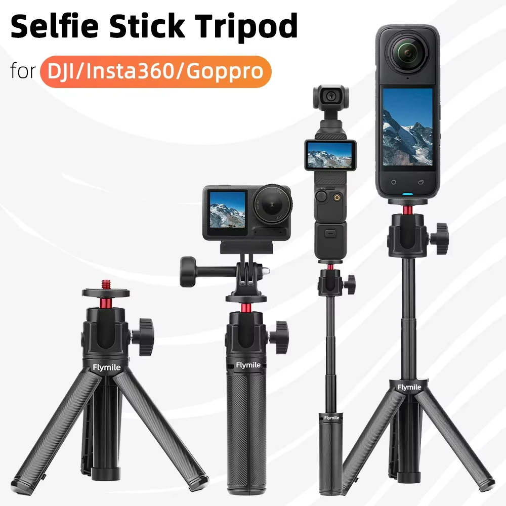 Selfie-Stick-Stativ für Insta360 X4 X3 Ace Pro 2 DJI Action 5 4 Pro Pocket 3 GoPro Selfie-Stick mit Stativ-Zubehör