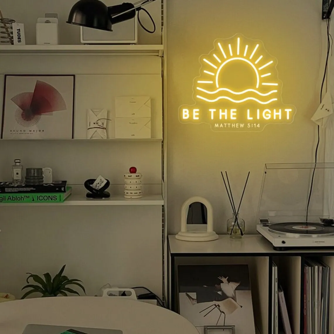 

Be The Light Neon Sign Sun & Wave LED Bible Verse Decor Led Neon Light Home Room Wall Sign Decoration Custom Neon Sign Gifts