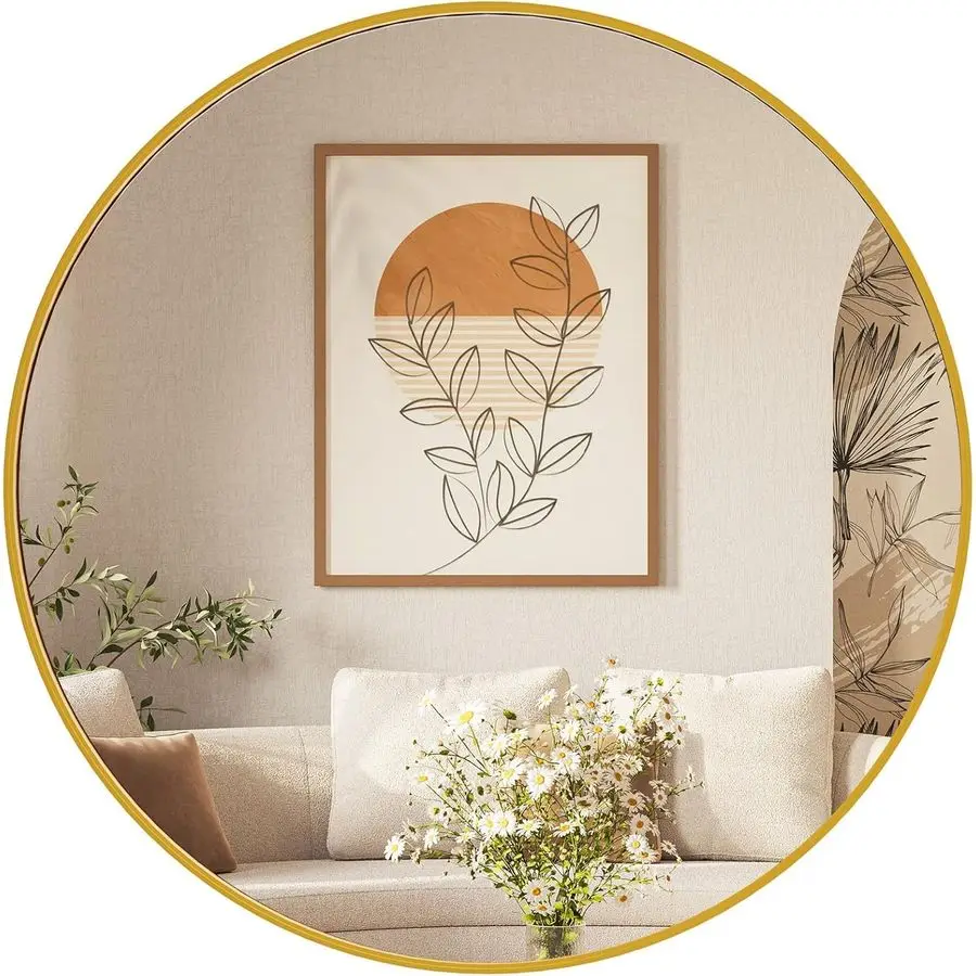 

30in Round Bathroom Mirrors for Wall, Bathroom Mirrors for Over Sink, Wall Decor for Bathroom, Entryway, Bedroom, Vanity, Class