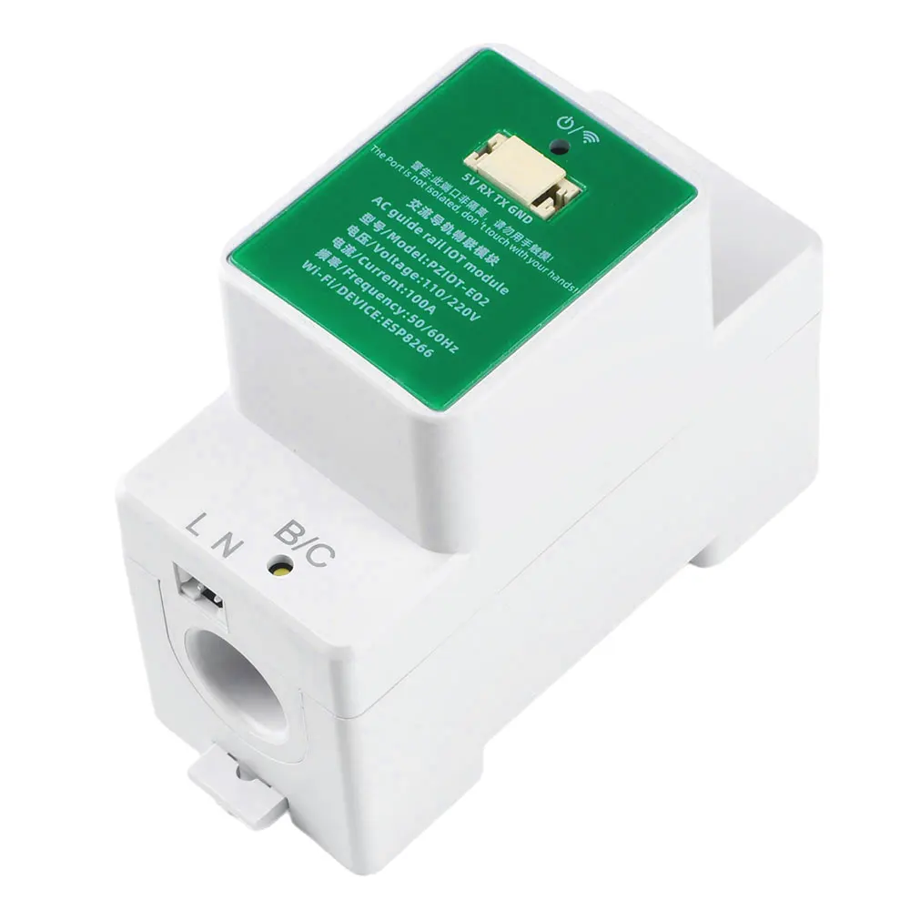 Intelligent Wifi Monofásico ac Guia Rail Iot Módulo Medidor de Energia Elétrica Tensão Atual 110v 220v 100a Pziot-e02