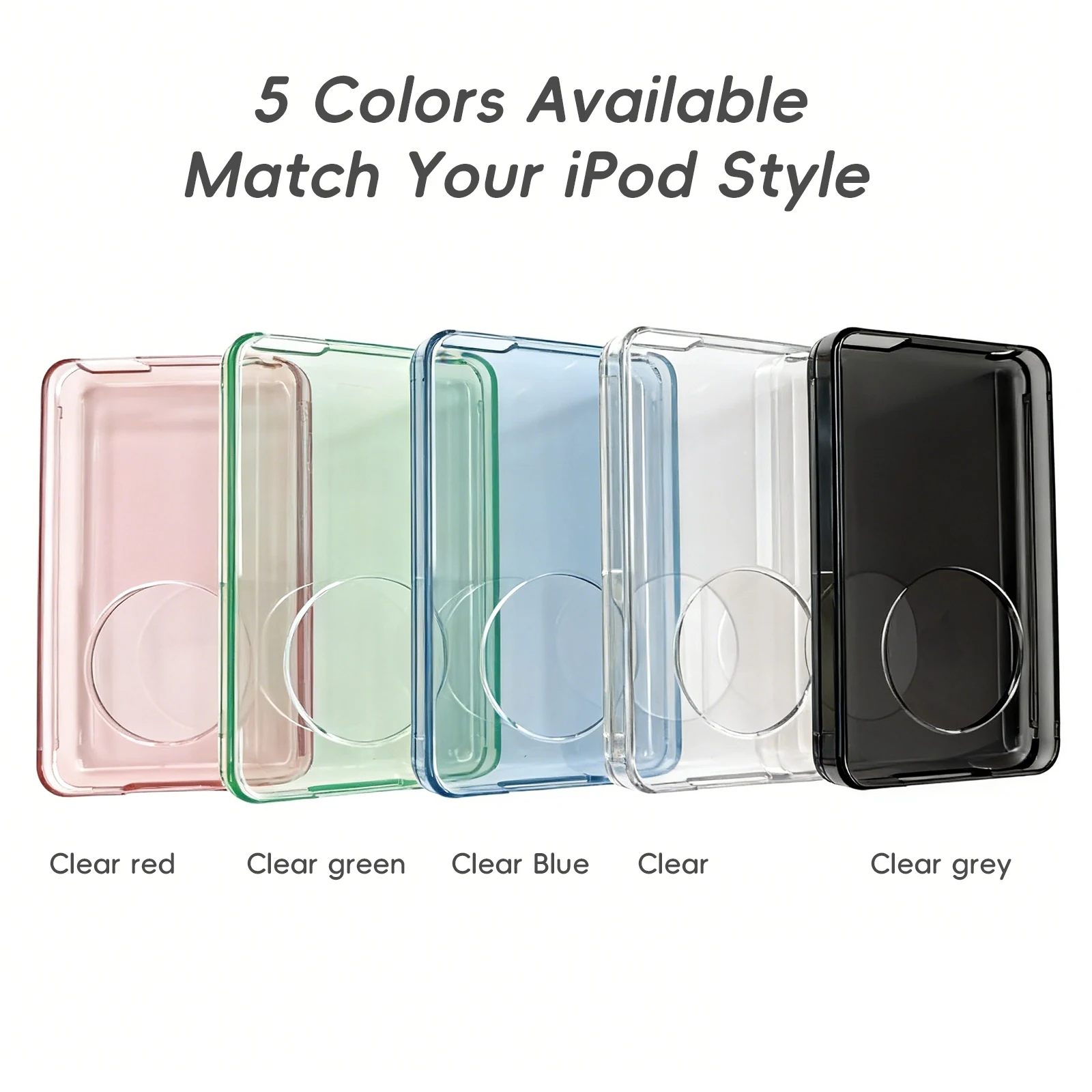 Funda protectora rígida transparente de 13,5 mm de grosor, versión negra, verde y azul, para iPod 5.ª generación, 5.5.ª generación Video, 60 GB, 80 GB, 6.ª generación Classic, 160 GB