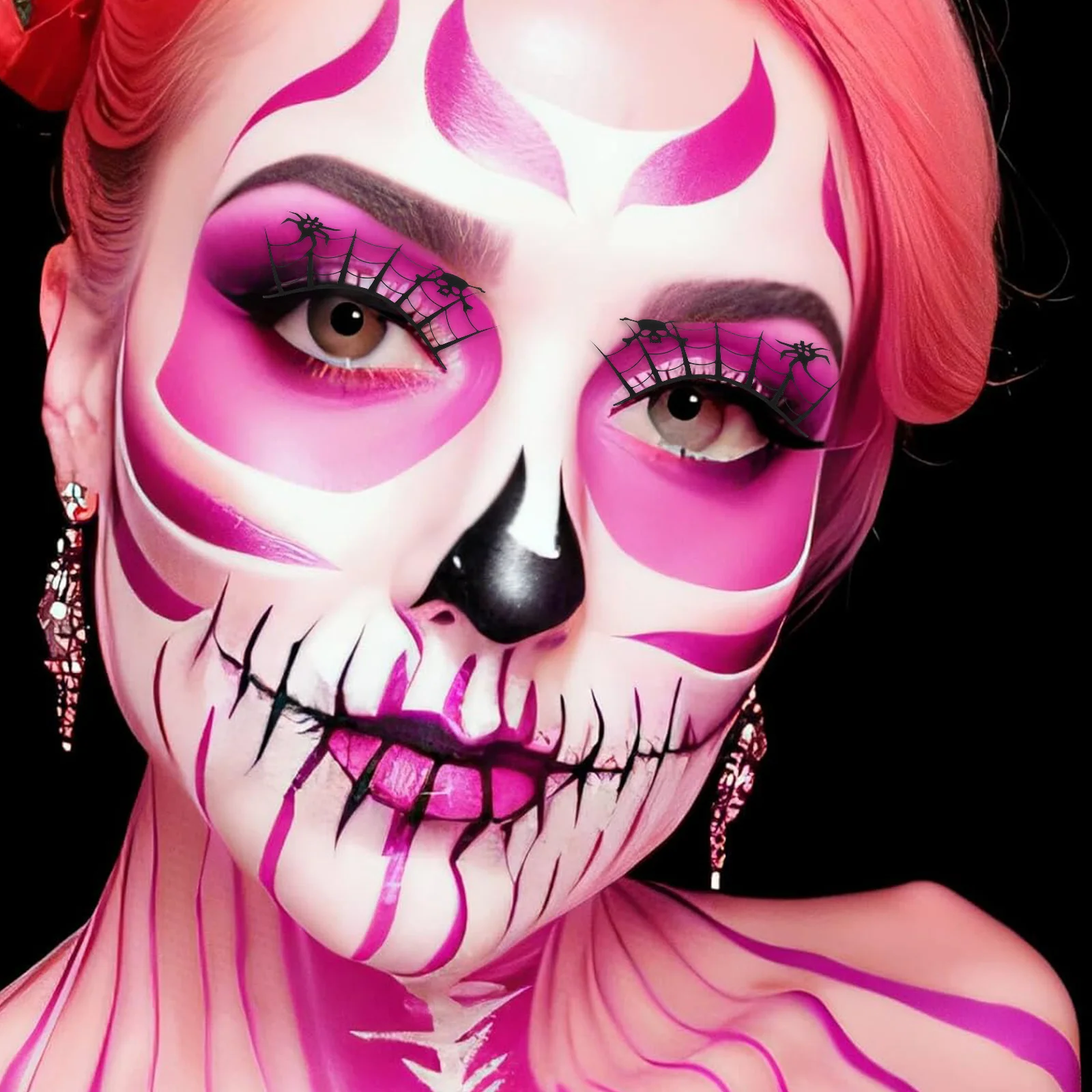 7 คู่ขนตาฮาโลวีนสร้างสรรค์ขนตาปลอมที่ไม่ซ้ำใครสำหรับผู้หญิงคอสเพลย์ปาร์ตี้เทศกาลแต่งหน้าดวงตาสดใสอุปกรณ์เสริม