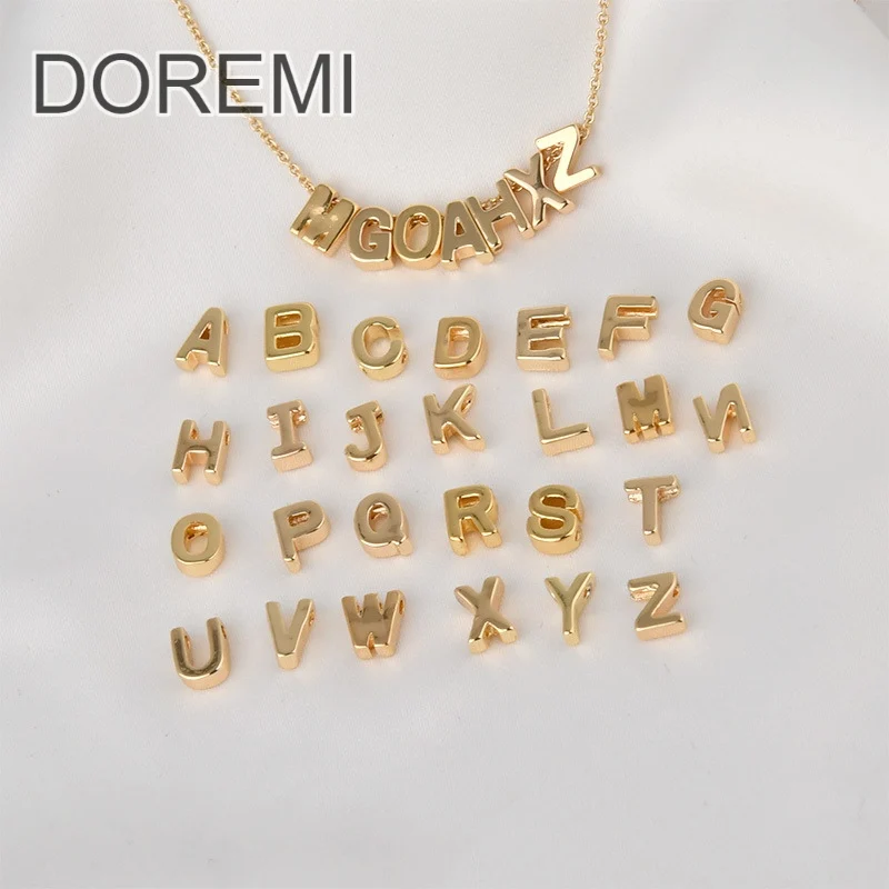 DOREMI 6mm Letters Personalized Thick Initial Letter DIY Necklace Girls Custom Name Jewelry Women Custom Necklace