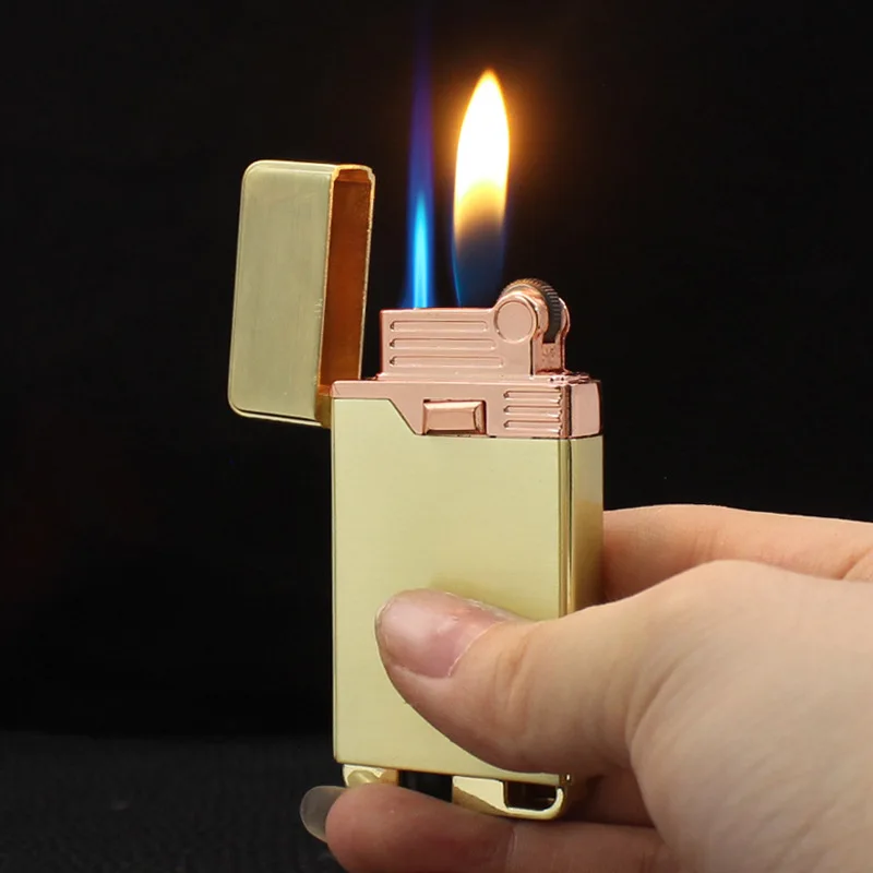 

Metal Gas Lighter Butane Turbo Lighter Two Flames Cigarettes Lighters Metal Lighters Smoking Accessories Gadgets for Men Gifts