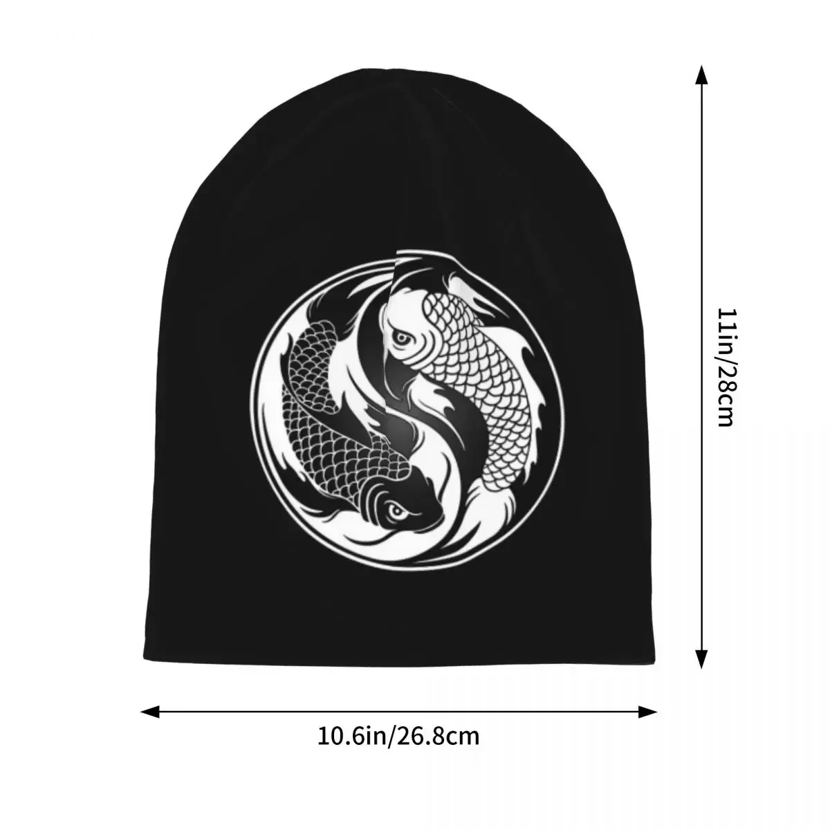 Black And White Yin Yang Koi Fish Warm Knitted Cap Hip Hop Bonnet Hat Autumn Winter Outdoor Beanies Hats for Men Women Adult