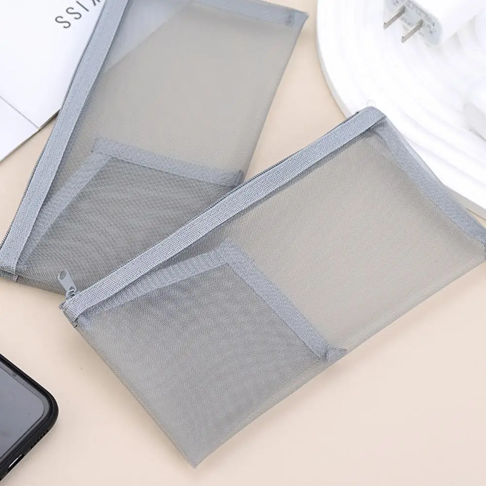 مقلمة شبكية، حقيبة أقلام رصاص شبكية بسحاب، مجموعة أكياس شبكية لفرش المكياج، منظمة قرطاسية في المنزل والمكتب والسفر القوي